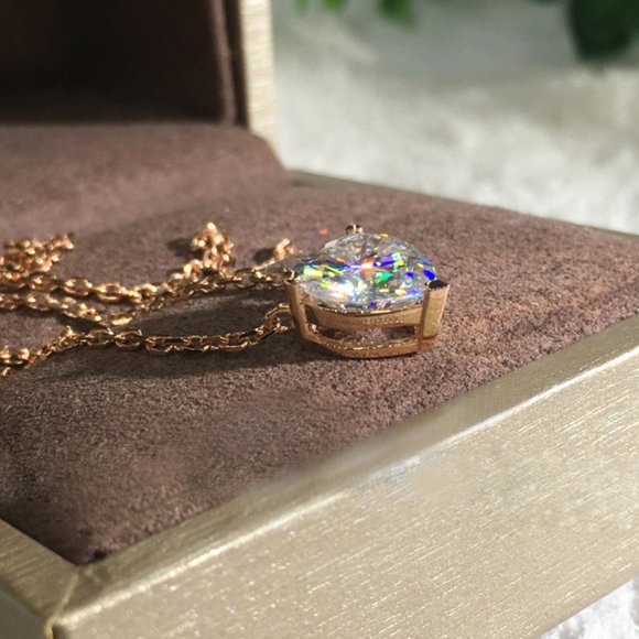 *NEW 3CT 18K Rose Gold Diamond Heart Necklace - Picture 4 of 6
